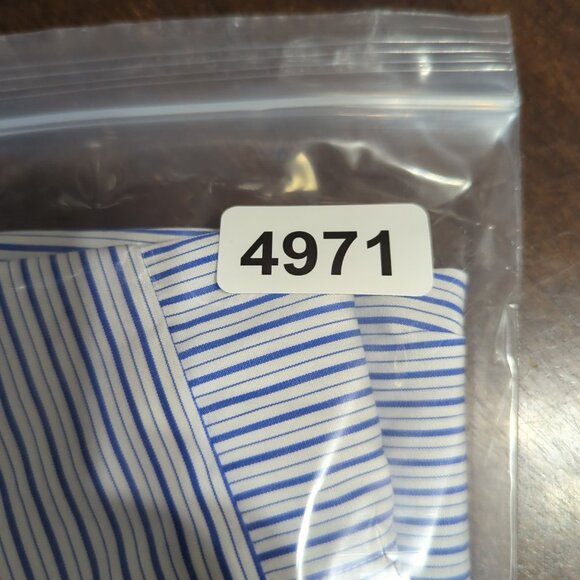 Eton Shirt Mens 16.5 42 Blue Striped Contemporary Cotton Long Sleeve French Cuff - Picture 10 of 10